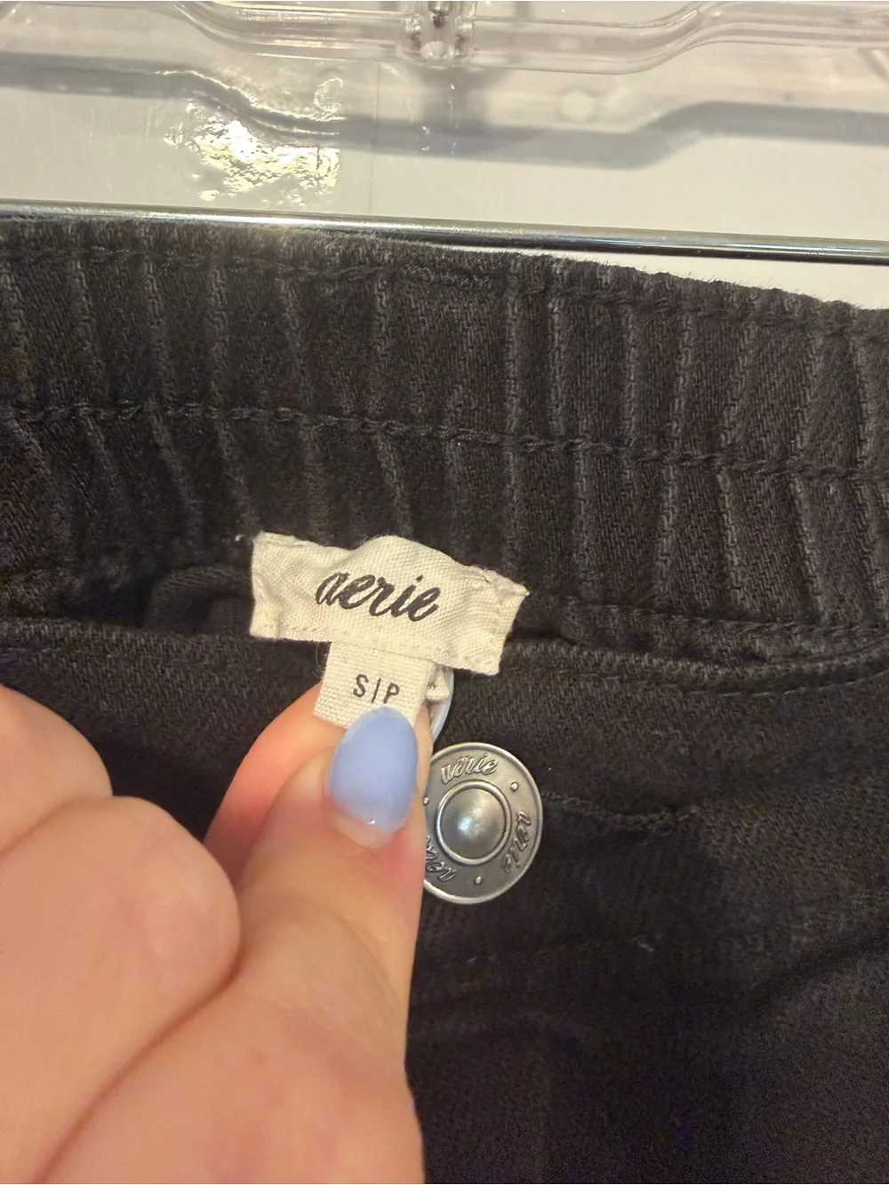 Black Distressed Aerie Denim Shorts